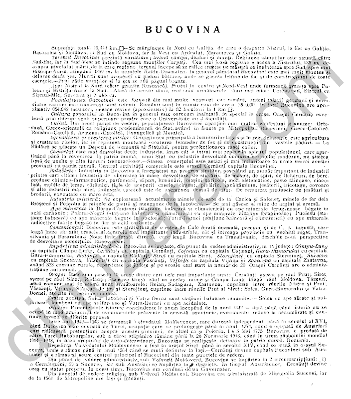 Descrierea Bucovinei în Anuarul Socec al României Mari, 1924-1925
