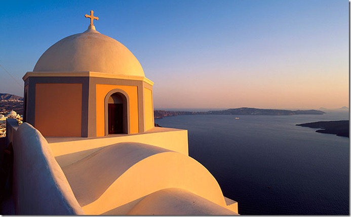 Greece, Ellás, Aegean Islands, Cyclades, Santorini Island, Thíra, Fira, church