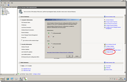 How to disable Internet Explorer Enhanced Security Configuration (IE ESC) in Windows Server 2008