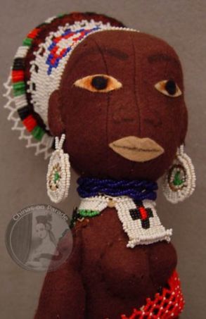 African doll beaded vintage wool felt beads black doll beading South Africa