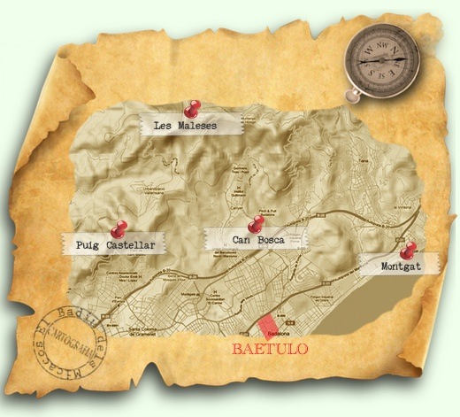 Mapa dels poblats ibèrics que envolten Badalona