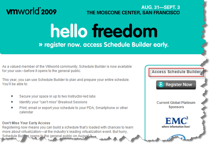 VMworld 2009 Schedule Builder – No more ridiculous lines! (Hopefully)