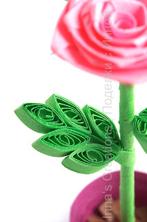 Rose in flower pot. Leaf detail
