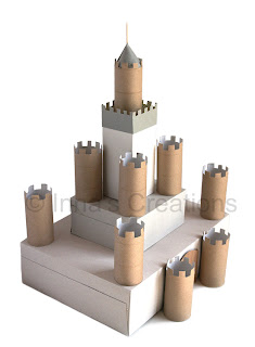 Make a cardboard castle using discarded boxes and toilet paper rolls