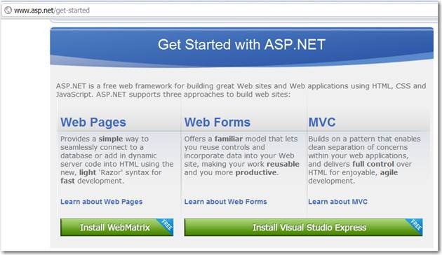 ASP.NET getstartet portal
