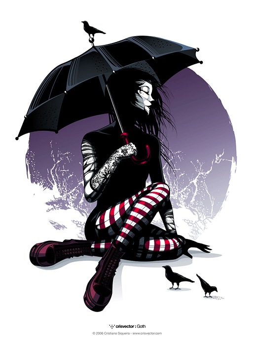Girl With an Umbrella: Goth Digital Painting