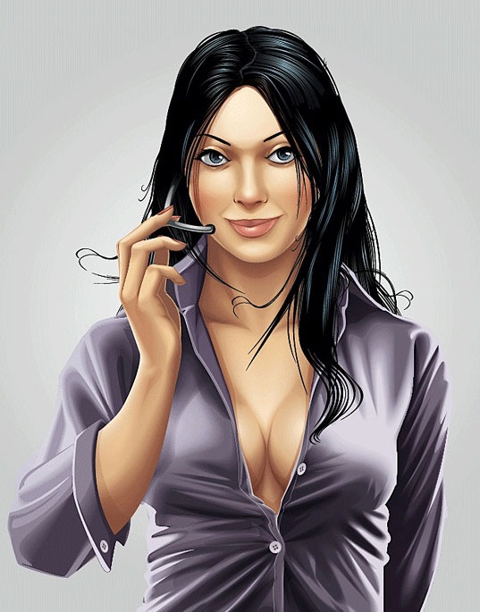 Portrait Illustration of a Call Center Girl