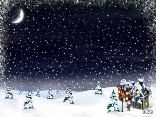 Christmas Snow in Moonlight Wallpaper