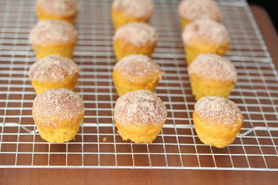 photo of donut muffins on a baking rack