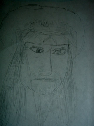 Sketch of Willie Nelson