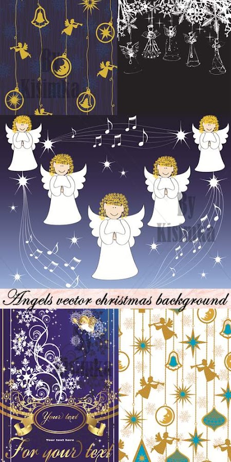 Stock vector: Angels vector christmas background