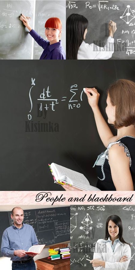 Stock Photo: People and blackboard