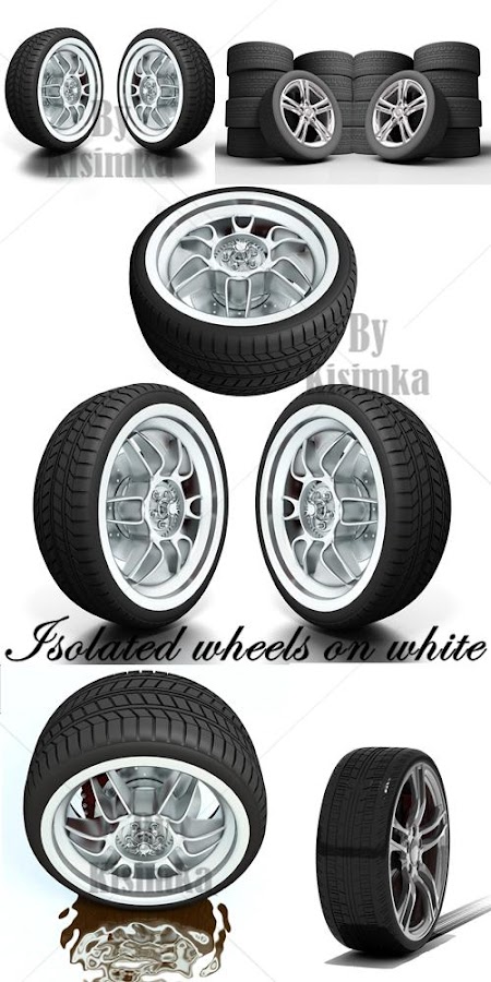 Stock Photo: Isolated wheels on white