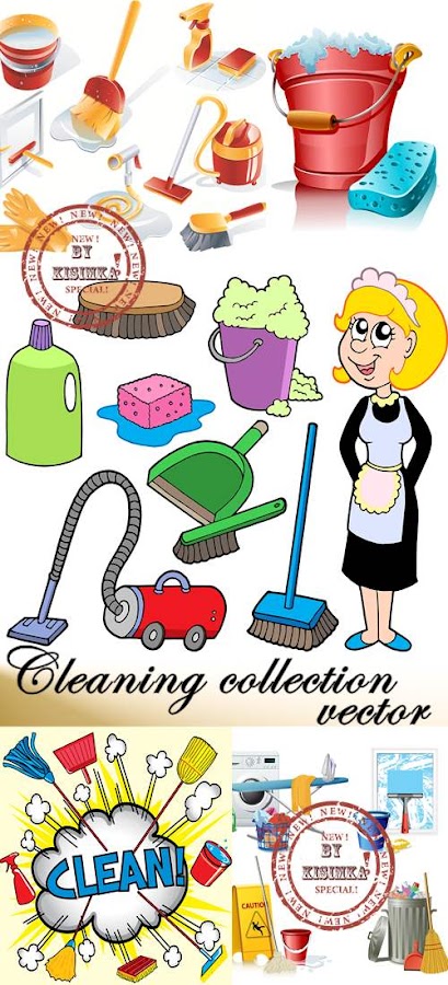 Stock: Cleaning collection vector