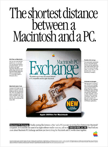 Publicidad Apple: The shortest distance between Macintosh and a PC