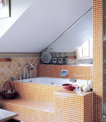 Simple Bathroom Tile Designs on Typical Bathroom Mosaic Tiles Lining   And Simple Decoration