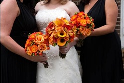 orange red and green bouquets