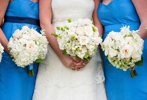 monochromatic white wedding bouquets