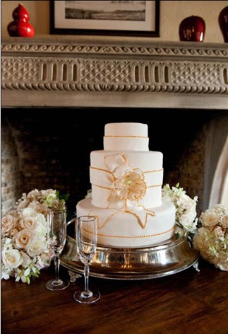 White Wedding Cake with sash
