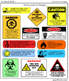 Warning labels for bloggers