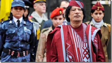 Gaddafi's an all-female, gun-toting posse of virgins.