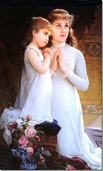 Two Girls Praying, by Emile Munier (1840-1895)
