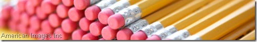pencil erasers in line