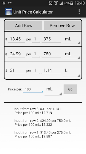 Unit Price Calculator