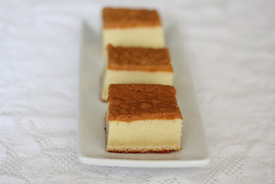 photo of three slices of cake lined up on a plate