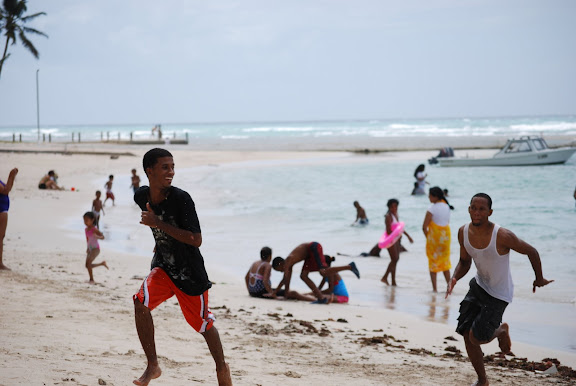 Or the young men, running on the beach: