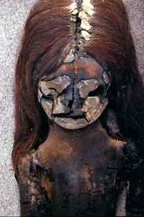 A naturally mummified Chinchorro child found in a Chilean desert