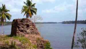 The ruins of a fort at Kottapuram overlooking river Periyar, near Pattanam