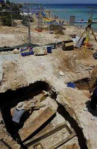 Work crews accidentally unearthed four such clay coffins from what is believed to be an ancient cemetery. Antiquities Department Director Maria Hadjicosti said the coffins adorned with floral patterns date from the east Mediterranean island's Hellenistic to early Roman periods, between 300 B.C. and 100 A.D.