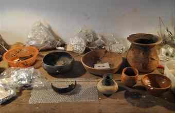 Pots were found in a recently discovered tomb in the ancient city of Chiapa de Corzo, Chiapas, Mexico
