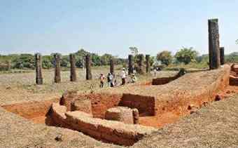 Excavation work in progress at the ancient city of Sishupalgarh in Orissa. 