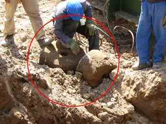The discovered and  later vanished Sasanian column-bases, 'not bigger than a biro' during the metro construction.