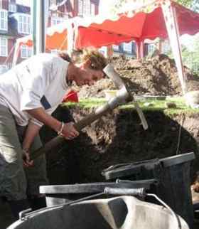 Jessica Rippengal, Department of Archaeology, gets her hands dirty.