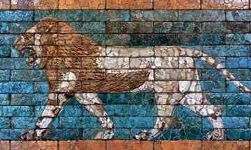 Brick panel from the Processional Way which ran from the Marduk temple to the Ishtar Gate and the Akitu Temple in Babylon Photograph: © Corbis