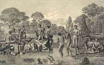 Aboriginal people fishing, as depicted by French explorers in 1800 (ALMFA, SLT) 