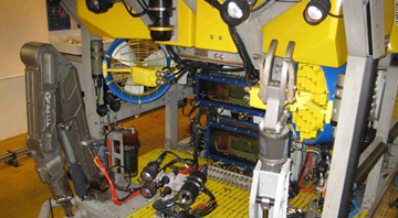 Pictured is a detailed shot of a ROV.