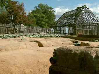 The remains of the original 1608 church at James Fort.