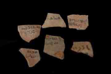 Ostraca unearthed at the Soknopaios temple in Soknopaiou Nesos, Egypt