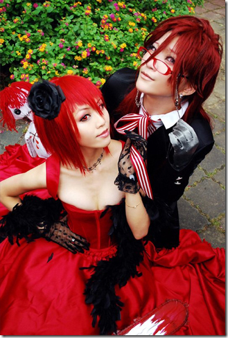 kuroshitsuji / the black butler cosplay - madam red / angelina durless and grell sutcliff