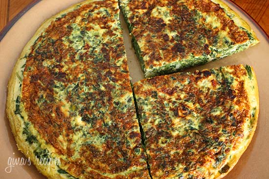 Spinach, scallions, feta and eggs make a fabulous, light breakfast frittata or for a low carb lunch serve this frittata with a Greek salad on the side.