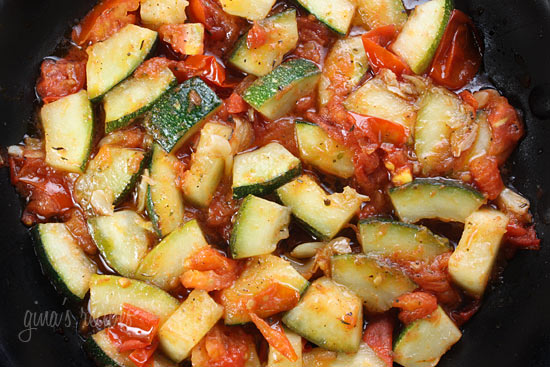 Sauteed zucchini with plum tomatoes is a quick and delicious summer side dish.