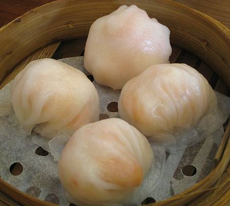 hakaw or har gau: steamed shrimp dumplings