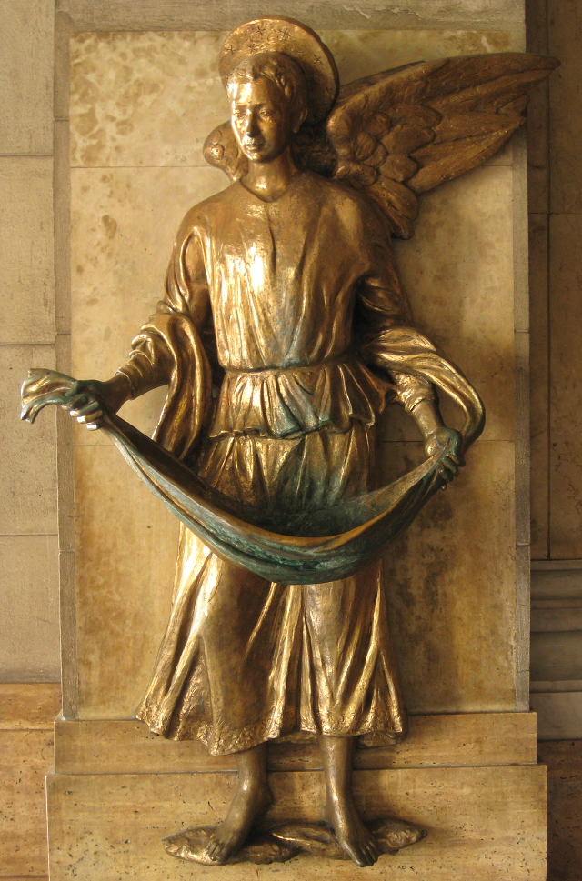holy water font of the Manila Cathedral shaped like an angel
