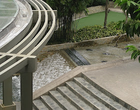 river and cascade water feature at TriNoma mall