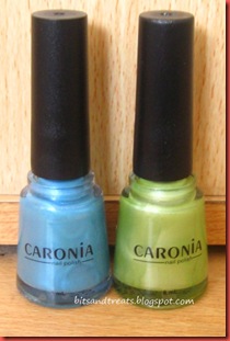 caronia nail polish in bliss and mint frost, by bitsandtreats