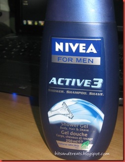 nivea for men active 3 showerl gel shower, shampoo, shave, by bitandtreats